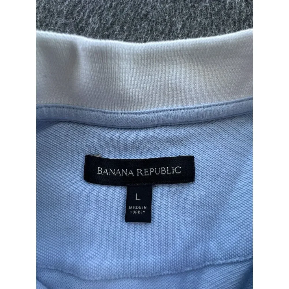 Banana Republic Shirt Men Large Blue Polo Short Sleeve Logo Pullover Golf Casual